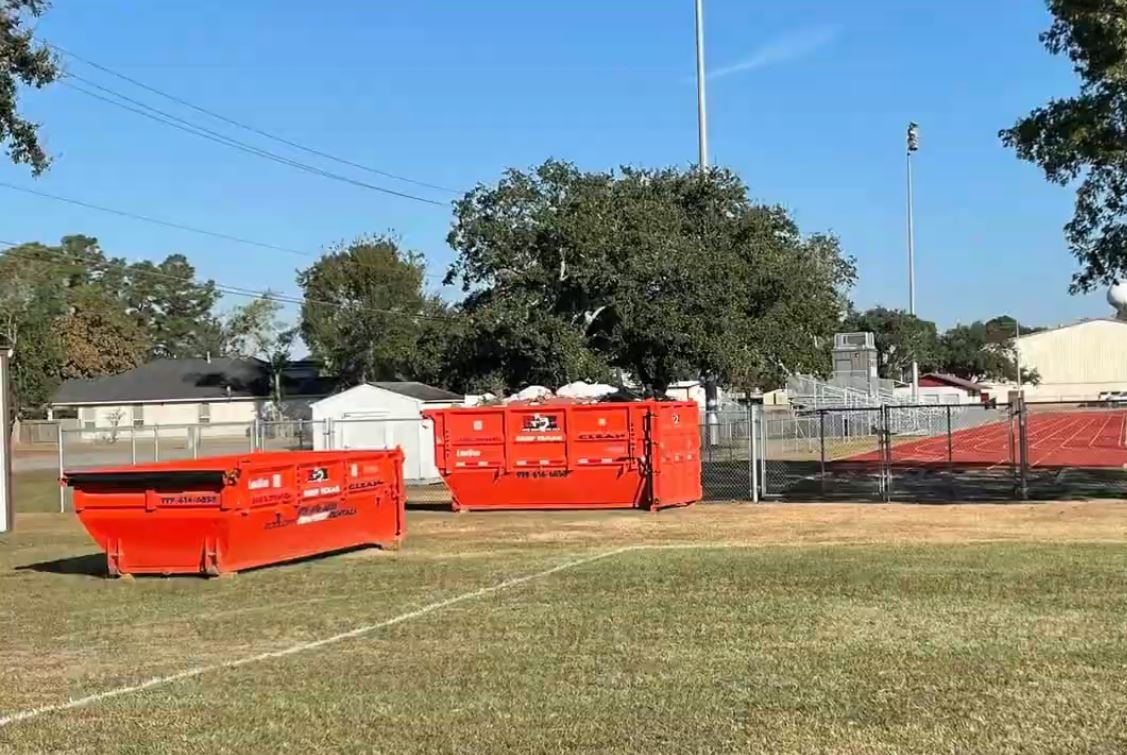 Roll-off dumpster on a construction job site